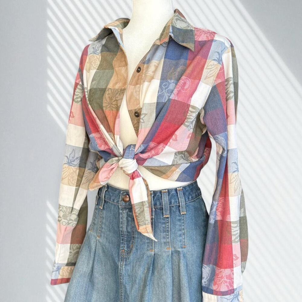 Cottagecore Alfred Dunner Patchwork Plaid Button … - image 1